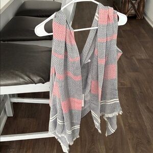 Chic Gray and Pink Striped Throw Blanket